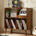 Meuble pour vinyles avec support pour platine, grande capacite jusqu'a 300 disques, presentoir de rangement pour collection musicale
