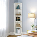 Bibliotheque d'angle 5 niveaux de 179,8 cm, etagere ouverte pour salon, bureau ou chambre, blanc