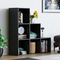 Bibliotheque escalier a 6 cubes, etagere de rangement moderne pour salon, bureau ou chambre, noir