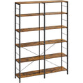 Bibliotheque industrielle 6 niveaux, etagere de rangement ouverte 120 x 30 x 172,5 cm pour salon, bureau ou cuisine, marron rustique