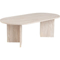 Table basse effet travertin avec plateau aspect marbre, meuble de salon moderne 119 x 39,8 x 60 cm