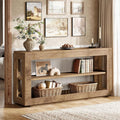 Console industrielle en bois avec trois niveaux de rangement pour entree, couloir ou salon