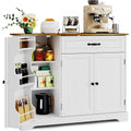 Meuble de rangement multifonction avec tiroir, rangement sur trois niveaux integres et grand placard, style vintage pour interieur